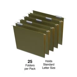 Quill Brand® Box Bottom Hanging File Folders, 3" Expansion, Letter Size, Dark Green, 25/Box (730052)