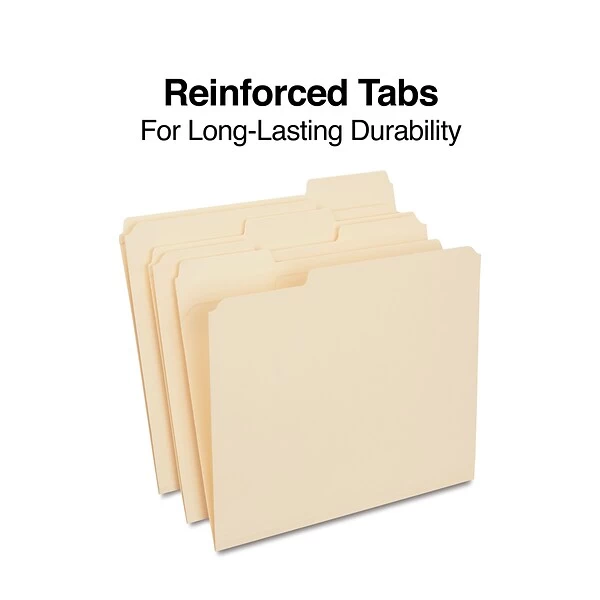 Quill Brand® Heavy-Duty Reinforced File Folders, 1/3-Cut, Letter Size, Assorted Tabs, Manila, 50/Box (71043450) 4 Quill Brand® Heavy-Duty Reinforced File Folders, 1/3-Cut, Letter Size, Assorted Tabs, Manila, 50/Box (71043450) - Image 2