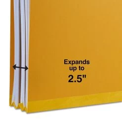 Quill Brand® 2/5-Cut Tab Pressboard Classification File Folders, 2-Partitions, 6-Fasteners, Letter, Yellow, 15/Box (738038) -Quill Brand® 08C55696 19D9 434B 8A51C326E6B77EA6 s7