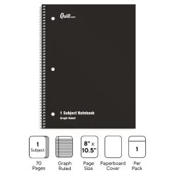 Quill Brand® 1-Subject Notebook, 8" X 10.5", Graph Ruled, 70 Sheets, Black (TR23986)