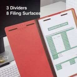 Quill Brand® 2/5-Cut Tab Pressboard Classification File Folders, 3-Partitions, 8-Fasteners, Legal, Red, 15/Bx (7-45030) -Quill Brand® 0FE14477 CE87 4114 91AA73B1E69D08F5 s7