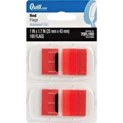 Quill Brand® Flags , 1" Wide, Red, 100 Flags/Pack (7QFL1RD)