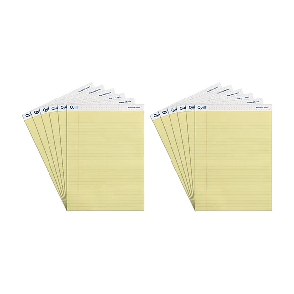 Quill Brand® Standard Series Legal Pad, 8-1/2" X 11", Wide Ruled, Canary Yellow, 50 Sheets/Pad, 12 Pads/Pack (740022) 4 Quill Brand® Standard Series Legal Pad, 8-1/2" X 11", Wide Ruled, Canary Yellow, 50 Sheets/Pad, 12 Pads/Pack (740022) - Image 2