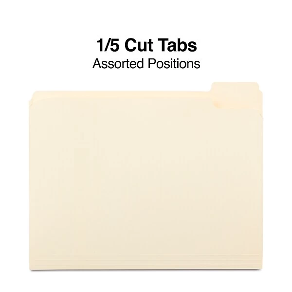 Quill Brand® File Folders, 1/5-Cut Assorted, Letter Size, Manila, 100/Box (740139) 4 Quill Brand® File Folders, 1/5-Cut Assorted, Letter Size, Manila, 100/Box (740139) - Image 2