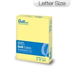 Quill Brand® 30% Recycled Multipurpose Paper, 20 Lbs., 8.5" X 11", Canary Yellow, 500 Sheets/Ream (720563)