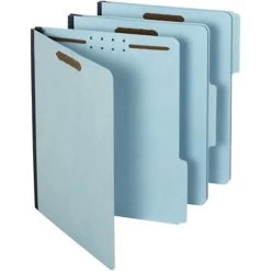 Quill Brand® Heavy-Duty 1/3-Cut Assorted 2-Fastener Pressboard File Folders With 1" Gusset, Letter, Blue, 25/Box (7651541R)