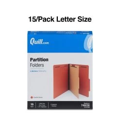 Quill Brand® 2/5-Cut Tab Pressboard Classification File Folders, 1-Partition, 4-Fasteners, Letter, Brown, 15/Box (7-46036) -Quill Brand® 1C349D29 1EC7 411D BFE96C3B95044F4B s7
