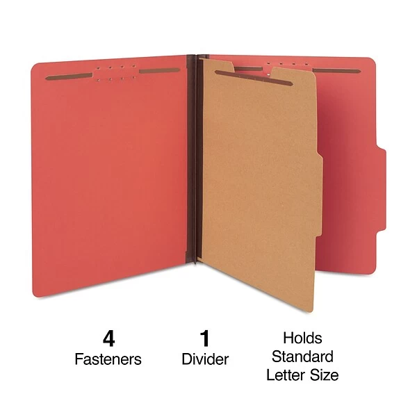 Quill Brand® 2/5-Cut Tab Pressboard Classification File Folders, 1-Partition, 4-Fasteners, Letter, Brown, 15/Box (7-46036) 3 Quill Brand® 2/5-Cut Tab Pressboard Classification File Folders, 1-Partition, 4-Fasteners, Letter, Brown, 15/Box (7-46036)
