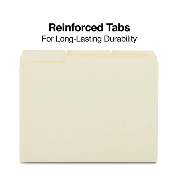 Quill Brand® 2-Ply File Folders, Assorted Tabs, 1/3-Cut , Letter Size, Manila, 100 BX (750137) 4 Quill Brand® 2-Ply File Folders, Assorted Tabs, 1/3-Cut , Letter Size, Manila, 100 BX (750137) - Image 2