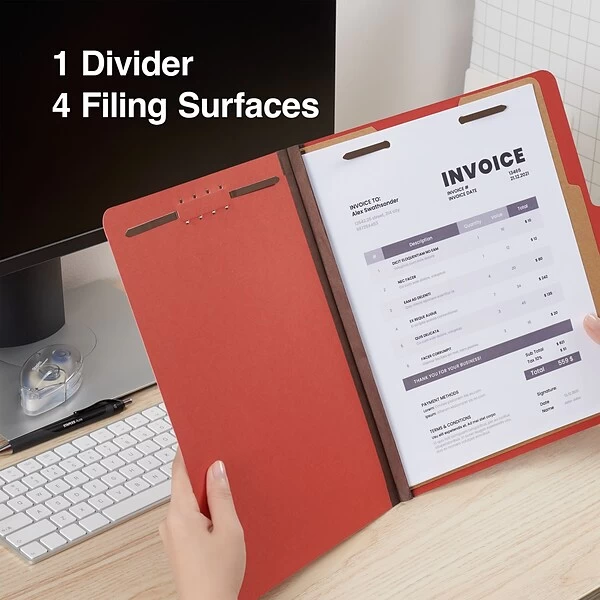 Quill Brand® 2/5-Cut Tab Pressboard Classification File Folders, 1-Partition, 4-Fasteners, Letter, Brown, 15/Box (7-46036) 6 Quill Brand® 2/5-Cut Tab Pressboard Classification File Folders, 1-Partition, 4-Fasteners, Letter, Brown, 15/Box (7-46036) - Image 4