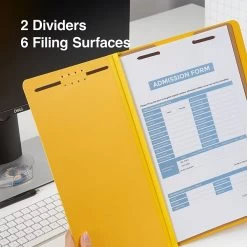Quill Brand® 2/5-Cut Tab Pressboard Classification File Folders, 2-Partitions, 6-Fasteners, Legal, Yellow 15/Box (739038) -Quill Brand® 2EDC60E7 AA4F 4F59 83C377A99CD4A2B4 s7