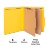 Quill Brand® 2/5-Cut Tab Pressboard Classification File Folders, 2-Partitions, 6-Fasteners, Letter, Yellow, 15/Box (738038) -Quill Brand® 310AF434 D6DF 4601 B58410839AAF8CB7 s7