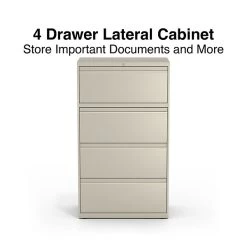 Quill Brand® Commercial 4-Drawer Lateral File Cabinet, Assembled, Letter/Legal, Putty/Beige, 30"W (28884D)