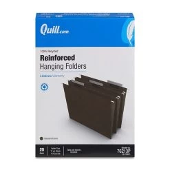 Quill Brand® 100% Recycled Premium Reinforced 3-Tab Hanging File Folders, Letter Size, Green, 25/Box (76213P) -Quill Brand® 3901DACE 80FD 47D4 96B5CB6CFAF375CC s7