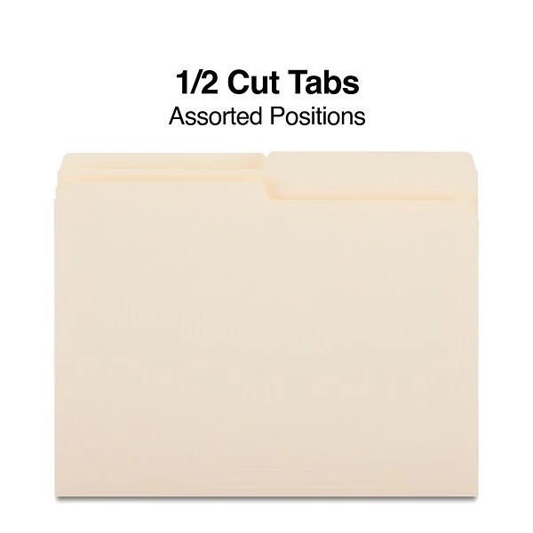 Quill Brand® File Folders, 1/2-Cut Assorted, Letter Size, Manila, 100/Box (740135) 4 Quill Brand® File Folders, 1/2-Cut Assorted, Letter Size, Manila, 100/Box (740135) - Image 2