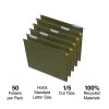 Quill Brand® 100% Recycled Hanging File Folders; 1/5-Cut Adjustable Tabs, Letter Size,Green, 50/Box (745215)