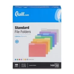 Quill Brand® File Folders, Assorted Tabs, 1/3-Cut, Letter Size, Assorted Colors, 100/Box (740913AD) -Quill Brand® 5045704A 2454 4574 9B2B6DBFA8C5A6A2 s7