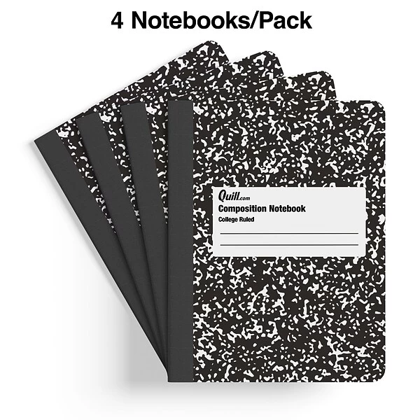 Quill Brand® Composition Notebook, 7.5" X 9.75", College Ruled, 100 Sheets, Black/White, 4/Pack (TR58371) 3 Quill Brand® Composition Notebook, 7.5" X 9.75", College Ruled, 100 Sheets, Black/White, 4/Pack (TR58371) - Image 2