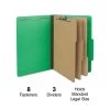 Quill Brand® 2/5-Cut Tab Pressboard Classification File Folders, 3-Partitions, 8-Fasteners, Legal, Green, 15/Box (745034) -Quill Brand® 5CDE3FF7 8C5B 41FC 87F4C157B087ED56 s7