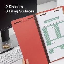 Quill Brand® 2/5-Cut Tab Pressboard Classification File Folders, 2-Partitions, 6-Fasteners, Legal, Brown, 15/Box (7-39036) -Quill Brand® 63ABE6A4 19DE 41E2 80EC6815071E5F51 s7