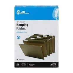 Quill Brand® 100% Recycled Hanging File Folders; 1/5-Cut, Letter Size, Green, 25/Box (7Q5215) -Quill Brand® 656C1E3B CC39 4DB4 9285A016AFA5ED94 s7