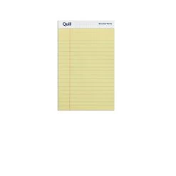 Quill Brand® Standard Series Legal Pad, 5" X 8", Wide Ruled, Canary Yellow, 50 Sheets/Pad, 12 Pads/Pack (742332)