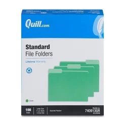 Quill Brand® File Folders, Assorted Tabs, 1/3-Cut, Letter Size, Green, 100/Box (740913BGR) -Quill Brand® 78729F1F C2FB 43AC 86C48FF6A217589A s7