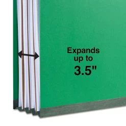 Quill Brand® 2/5-Cut Tab Pressboard Classification File Folders, 3-Partitions, 8-Fasteners, Legal, Green, 15/Box (745034) -Quill Brand® 89E5F735 1E21 4EA1 A6E7EA163E85AE93 s7