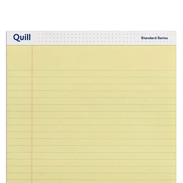 Quill Brand® Standard Series Legal Pad, 8-1/2" X 11", Wide Ruled, Canary Yellow, 50 Sheets/Pad, 12 Pads/Pack (740022) 6 Quill Brand® Standard Series Legal Pad, 8-1/2" X 11", Wide Ruled, Canary Yellow, 50 Sheets/Pad, 12 Pads/Pack (740022) - Image 4