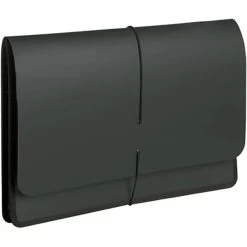 Quill Brand® Poly Expanding Wallet, Flap And Cord Closure, Legal Size, Black (11884-QL)