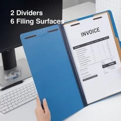 Quill Brand® 2/5-Cut Tab Pressboard Classification File Folders, 2-Partitions, 6-Fasteners, Legal, Blue, 15/Box (7-39026) -Quill Brand® 960FA58C C46F 4258 80A944301038326C s7