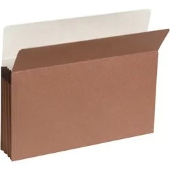 Quill Brand® Reinforced File Pocket, 3 1/2" Expansion, Letter Size, Brown, 25/Box (7Q1524)