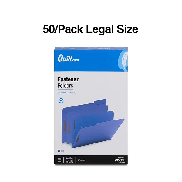 Quill Brand® 1/3-Cut Assorted 2-Fastener File Folders, , Legal, Blue, 50/Box (7358BE) 4 Quill Brand® 1/3-Cut Assorted 2-Fastener File Folders, , Legal, Blue, 50/Box (7358BE) - Image 2