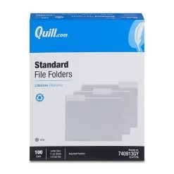 Quill Brand® File Folders, Assorted Tabs, 1/3-Cut, Letter Size, Gray, 100/Box (740913GY) -Quill Brand® 9B8FF567 6AFC 4175 95696E79EAB3416C s7