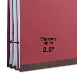 Quill Brand® 2/5-Cut Tab Pressboard Classification File Folders, 2-Partitions, 6-Fasteners, Letter, Red, 15/Box (73803) -Quill Brand® 9F7C988C 7354 4E5F 9BEE5B05A368DA86 s7