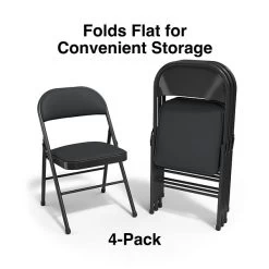 Quill Brand® Luxura Faux Leather Folding Chair, Black, 4/Pack (51504) -Quill Brand® A190A63A 7B8A 48DB 83877D83EC7A7673 s7