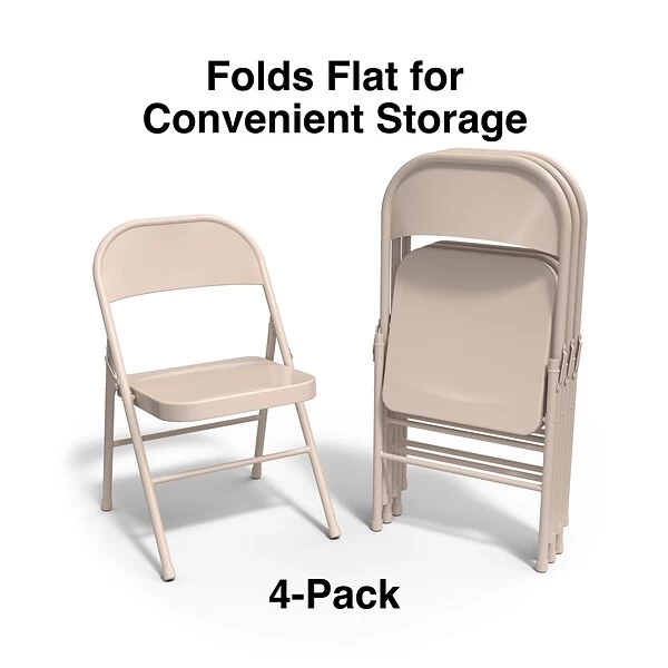 Quill Brand® Metal Folding Chairs, Taupe, 4/Pack (51503) 4 Quill Brand® Metal Folding Chairs, Taupe, 4/Pack (51503) - Image 2