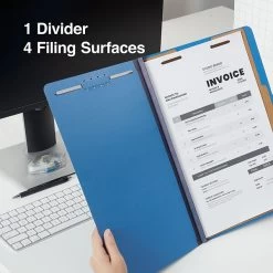 Quill Brand® 2/5-Cut Tab Pressboard Classification File Folders, 1-Partition, 4-Fasteners, Legal, Blue, 15/Box (747026) -Quill Brand® A592FF07 7C70 4340 9A2B3B54C9F42C93 s7
