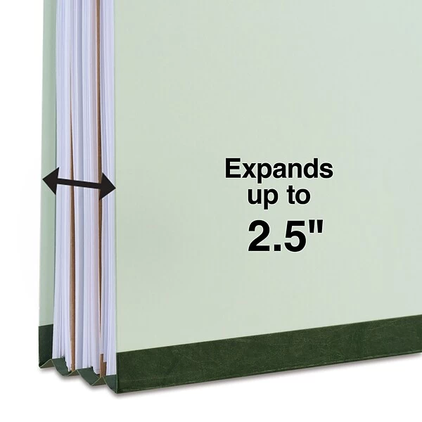 Quill Brand® Recycled Pressboard Classification Folders, 2-Partitions, 6-Fasteners, Legal, Green, 15/Box (761901) 5 Quill Brand® Recycled Pressboard Classification Folders, 2-Partitions, 6-Fasteners, Legal, Green, 15/Box (761901) - Image 3