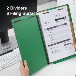 Quill Brand® End-Tab Partition Folders, 2 Partitions, 6 Fasteners, Emerald Green, Legal, 15/Box (749034) -Quill Brand® AF9D6617 FEA1 4709 B4C8E8B7F1E58A44 s7