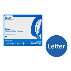 Quill Brand® File Folders, Assorted Tabs, 1/3-Cut, Letter Size, Green, 100/Box (740913BGR) -Quill Brand® B6354FEA 32FB 4694 8386342E5BC0000B s7