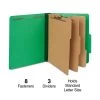 Quill Brand® 2/5-Cut Tab Pressboard Classification File Folders, 3-Partitions, 8-Fasteners, Letter, Green, 15/Box (7-44034) -Quill Brand® C4DAC923 0083 4ACB 9DD10B2D4BB731FA s7