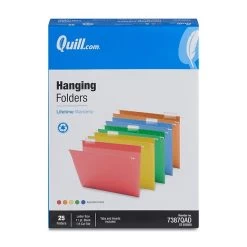 Quill Brand® Hanging File Folders, 1/5-Cut, Letter Size, Assorted, 25/Box (7387QAD) -Quill Brand® C7D0B70B 8775 423F A20CCB56152166F7 s7