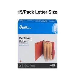 Quill Brand® 2/5-Cut Tab Pressboard Classification File Folders, 3-Partitions, 8-Fasteners, Letter, Brown, 15/Box (744036) -Quill Brand® D2E04437 6DCD 416D A4F5B6C999F15F37 s7