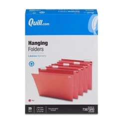 Quill Brand® Hanging File Folders, 1/5-Cut, Letter Size, Red, 25/Box (7387QRD) -Quill Brand® D3658D42 FC29 4694 89540CE3761DA2F7 s7