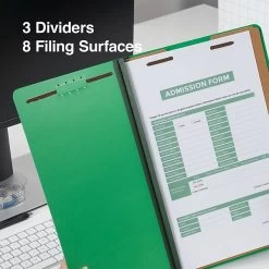 Quill Brand® 2/5-Cut Tab Pressboard Classification File Folders, 3-Partitions, 8-Fasteners, Legal, Green, 15/Box (745034) -Quill Brand® D5521AA5 3E64 4027 8D401E8B06407267 s7