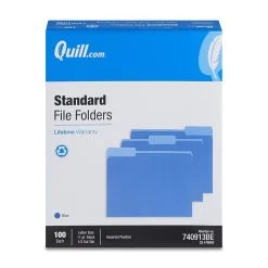 Quill Brand® File Folders, Assorted Tabs, 1/3-Cut, Letter Size, Blue, 100/Box (740913BE) -Quill Brand® D70A15C8 6484 4EB4 834CA1BA882E9492 s7