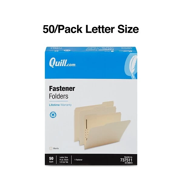 Quill Brand® Heavy-Duty Reinforced Assorted Tabs 1-Fastener Folders, Letter, Manila, 50/Box (737511) 4 Quill Brand® Heavy-Duty Reinforced Assorted Tabs 1-Fastener Folders, Letter, Manila, 50/Box (737511) - Image 2