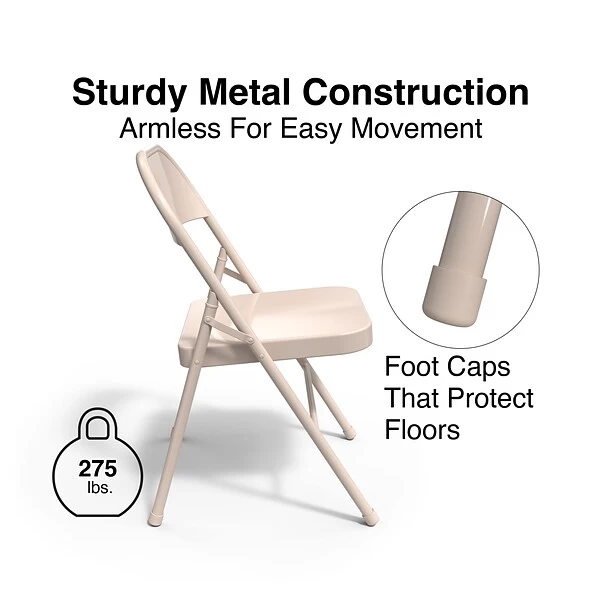 Quill Brand® Metal Folding Chairs, Taupe, 4/Pack (51503) 3 Quill Brand® Metal Folding Chairs, Taupe, 4/Pack (51503)
