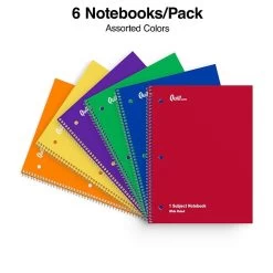 Quill Brand® 1-Subject Notebooks, 8" X 10.5", Wide Ruled, 70 Sheets, Assorted Colors, 6/Pack (TR11667) -Quill Brand® E4CE62FA F7E7 4DF7 BE4E68C5055E2E2D s7